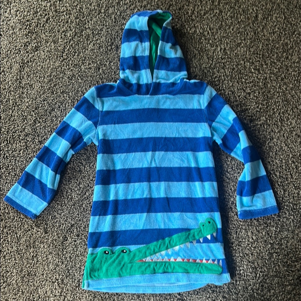 Mini Boden Blue and Green Striped Hoodie Size 8-9 Year old